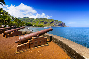 Historic gun at Le Barachois place, Saint Denis, Reunion Island