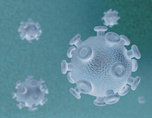 新型コロナウイルス細胞の3Dイラストレーション