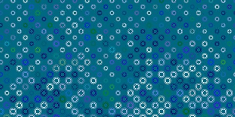 Dark multicolor vector backdrop with virus symbols.