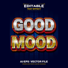Good Mood 3D Text Style Effect, Editable Text Style, Silver, Gold light effect