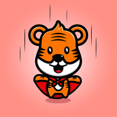 cute hero tiger cartoon