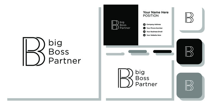 big boss partner in bbp shape with business card template 