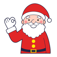 OKサインをするサンタクロース　上半身　アウトライン