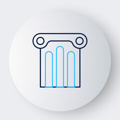 Line Ancient column icon isolated on white background. Colorful outline concept. Vector