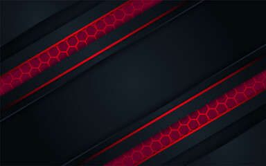 Naklejka premium Modern background futuristic technology Hexagonal glow Red