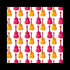 guitar seamless pattern yellow and pink in white background vector design illustration