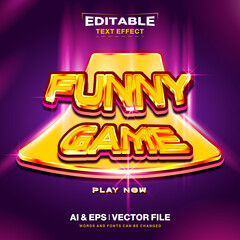 Funny Game 3D Text Style Effect, Gold Light Concept, Editable Text Style