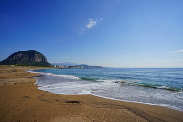 a beautiful seascape with an island