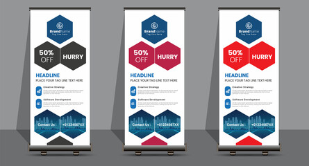Creative Business Roll Up Signage Banner Template Design.