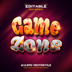 Game Zone 3D Text Style Effect, Gold Light Concept, Editable Text Style