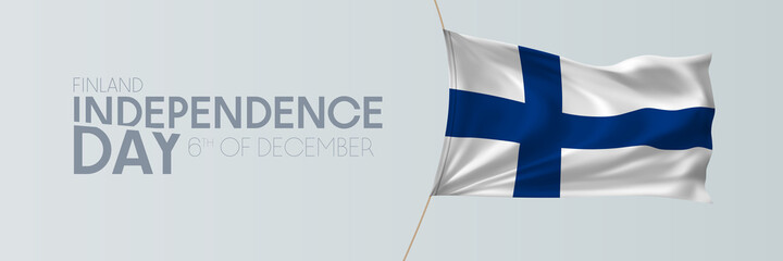 Finland independence day vector banner, greeting card.