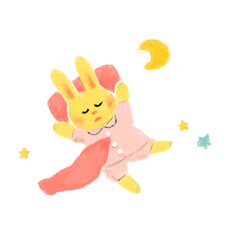 星と月とすやすや眠るうさぎ