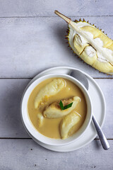 Kolak Durian or durian soup with coconut milk.