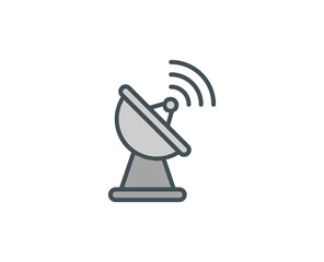 Line Antenna icon isolated on white background. Outline symbol for website design, mobile application, ui. Electronics pictogram. Vector illustration, editorial stroсk. 