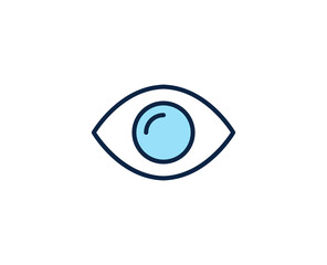 Eye flat icon. Thin line signs for design logo, visit card, etc. Single high-quality outline symbol for web design or mobile app. Marketing outline pictogram.