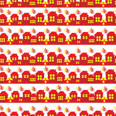 Fototapeta premium vector seamless pattern with winter village