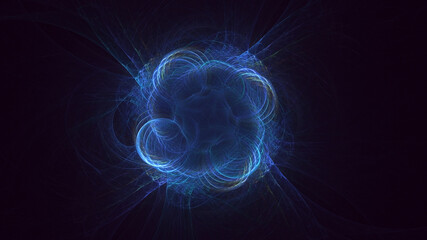3D rendering abstract blue fractal light background