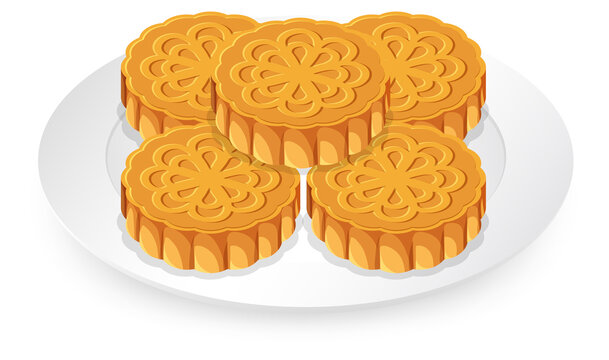 Pile of mooncakes on white plate