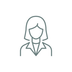 Business woman thin line icon. Female employee, businesswoman avatar, user symbol. Simple outline style linear stroke, manager, people, person silhouette, head pictogram. Vector design isolated EPS 10