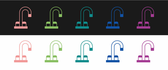 Set Water tap icon isolated on black and white background. Vector