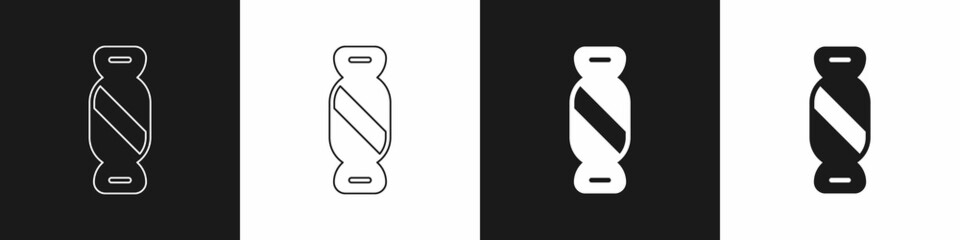 Set Candy icon isolated on black and white background. Happy Halloween party. Vector