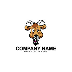 Goat Logo; cartoon character design with surprised and strange goat head