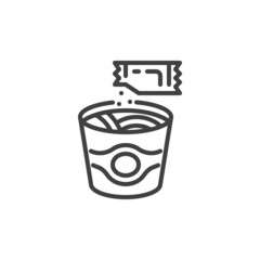 Wok noodles box line icon
