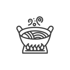 Cooking noodles line icon