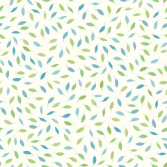 Leaf pattern background. Vector Spring nature seamless design of hand drawn green leaves. 