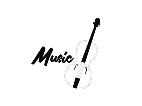 Music vector background. Musical violin vector background black and white image. Violin vector background.