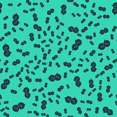 Black Speech bubbles with Question and Answer icon isolated seamless pattern on green background. Q and A symbol. FAQ sign. Chat speech bubble and chart. Vector