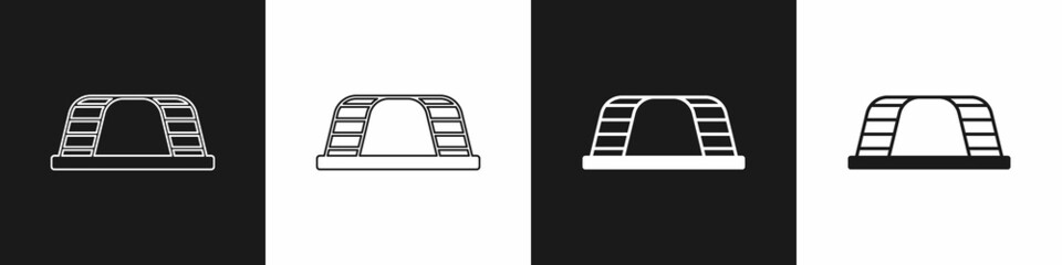 Set Monkey bar icon isolated on black and white background. Vector