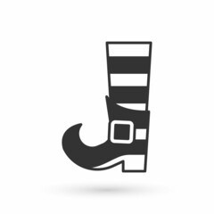 Grey Leprechaun boot icon isolated on white background. Happy Saint Patricks day. National Irish holiday. Vector