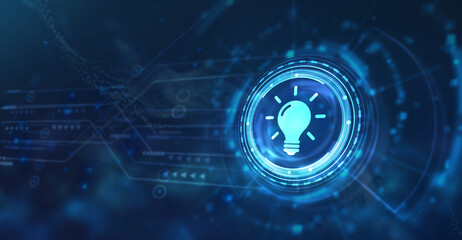 Internet, business, Technology and network concept. Light Bulb innovation Solution. 3d illustration.