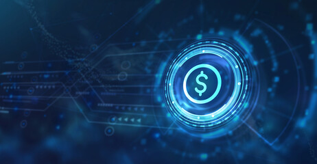 Internet, business, Technology and network concept. Dollar Currency Business. 3d illustration.