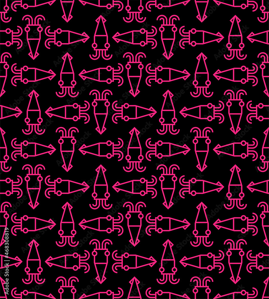 Aufkleber squid pattern seamless concept version. background squids