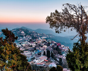 View from Gun Hill the second-highest point in Mussoorie, situated at an altitude of 2024 meters in...