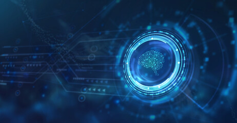 Internet, business, Technology and network concept. Artificial intelligence (AI), machine learning and modern computer technologies concepts. 3d illustration.