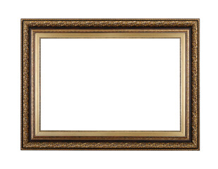 antique golden frame isolated on white background