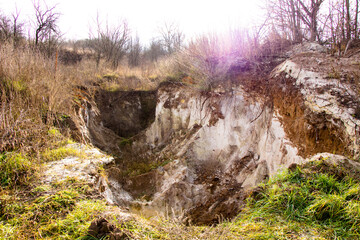 Excavation by hand people extract sand in the countryside of Ukraine