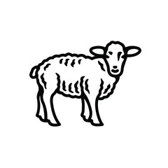 Sheep icon. Best for menus of restaurants, cafes, bars and food courts. Black line vector isolated icon on white background. Vintage style.