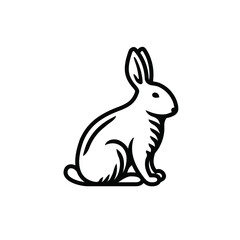 Rabbit icon. Best for menus of restaurants, cafes, bars and food courts. Black line vector isolated icon on white background. Vintage style.