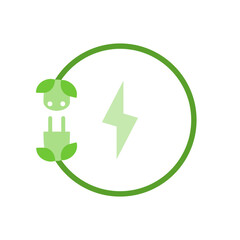 Plug and socket eco green renewable electric power clean energy environmentally friendly logo icon flat vector design.