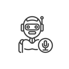 Robot voice control line icon