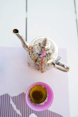 Moroccan tea with a tea cup