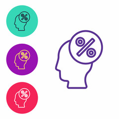 Set line Discount percent tag icon isolated on white background. Shopping tag sign. Special offer sign. Discount coupons symbol. Set icons colorful. Vector