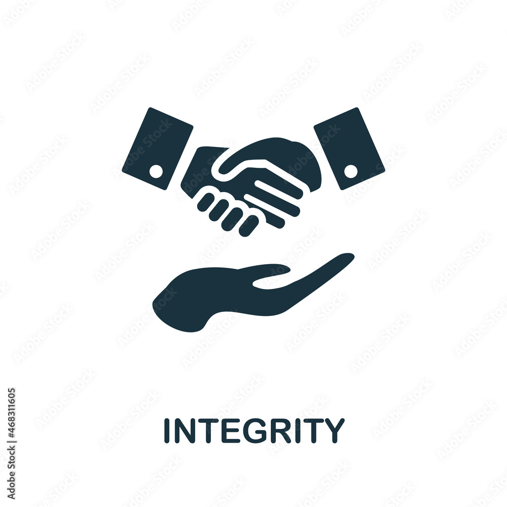 Poster integrity icon. monochrome simple element from core value collection. creative integrity icon for we