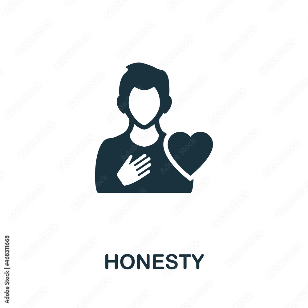 Aufkleber honesty icon. monochrome simple element from core value collection. creative honesty icon for web de