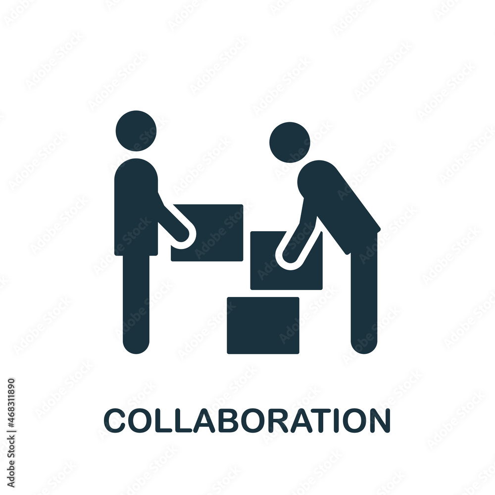 Poster collaboration icon. monochrome simple element from core value collection. creative collaboration ico