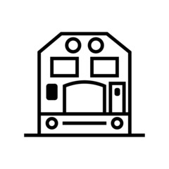 line art and colorful icon, train carriage or modern